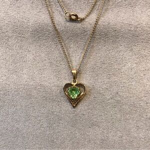 Gold and Peridot Heart Shaped Necklace